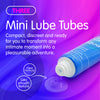 Advertisement for mini lube tubes with a blue tube on a purple background