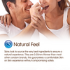Couple sharing a chocolate bar with 'Natural Feel' branding and product description.