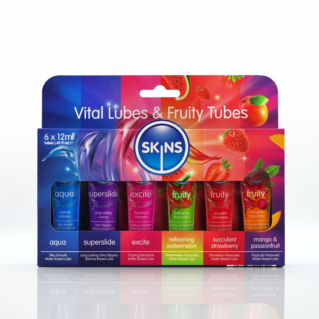 Skins 12ml Sampler Tubes - Vital & Fruity Lubes 6 Pack - Skins Sexual Health