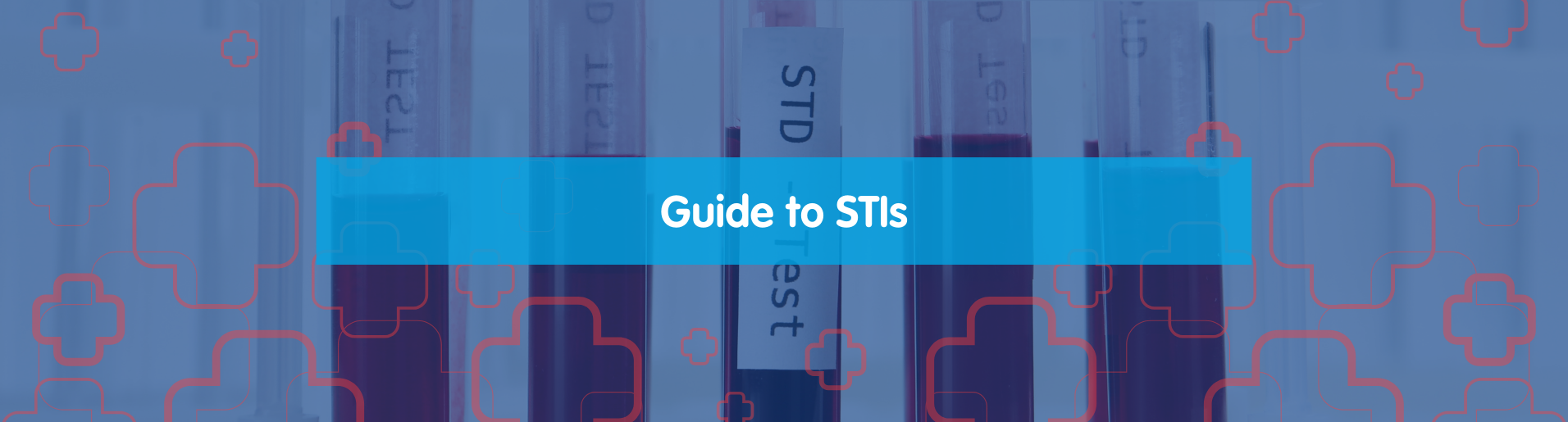 Guide to STIs banner with vials of blood in the background