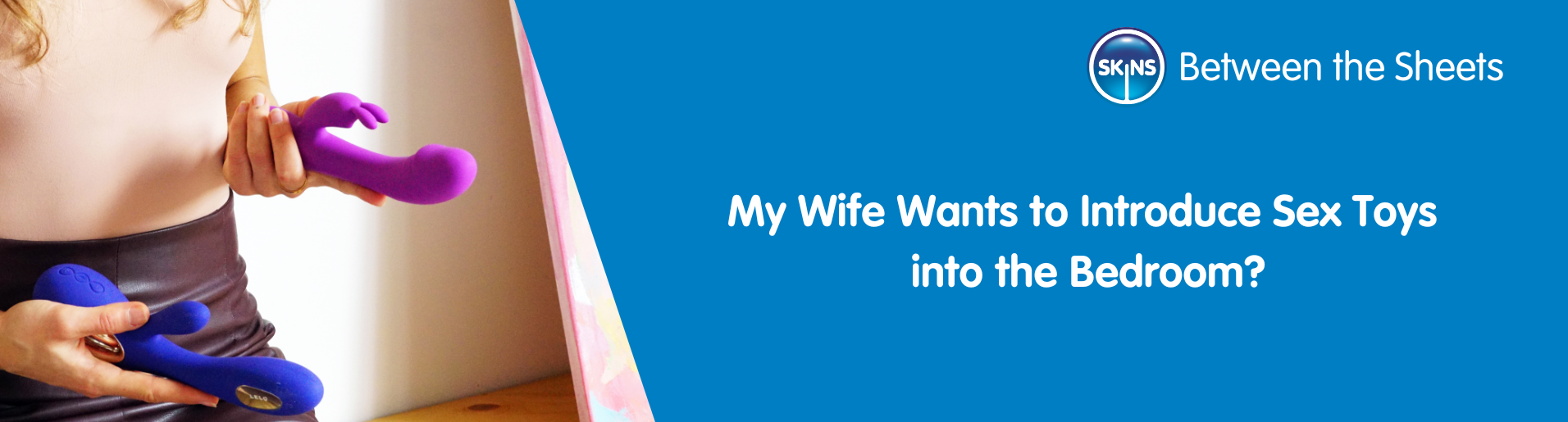 A woman holds two types of rabbit vibrator sex toys