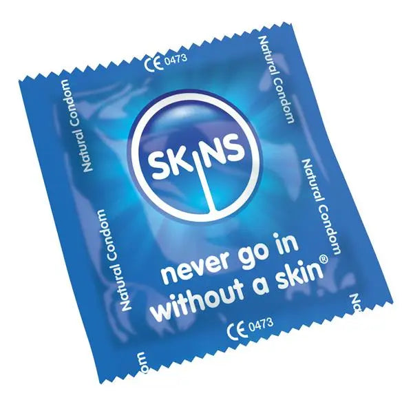 Blue Skins natural condom packaging on a white background