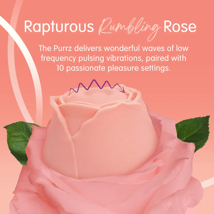 The Skins Purrz rose sex toy showing its vibrating motion