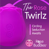 A close up shot of the Rose Twirlz sex toy 