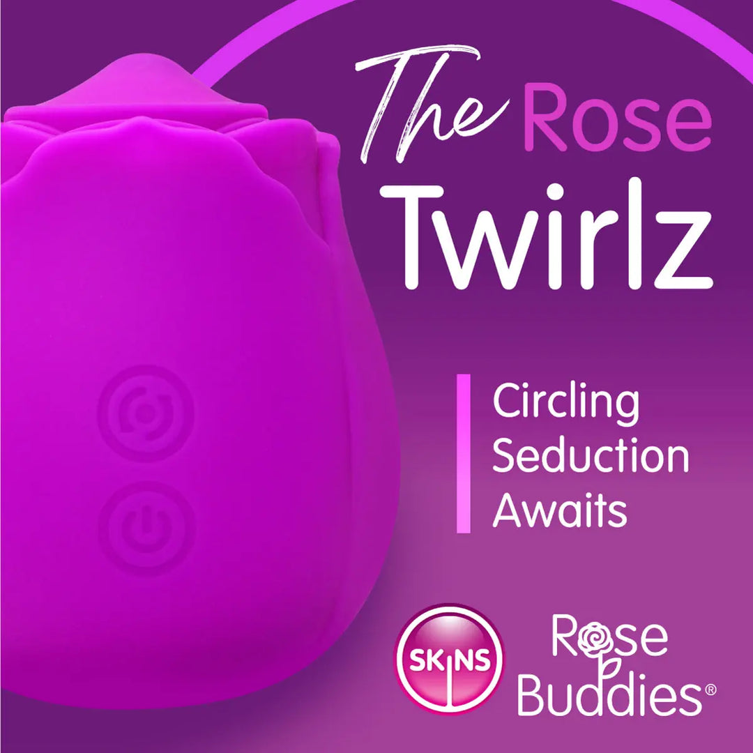A close up shot of the Rose Twirlz sex toy 
