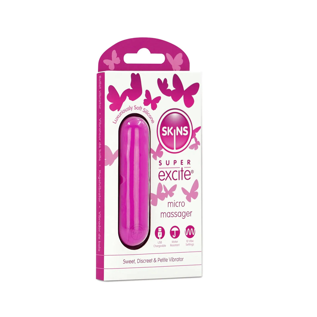 Skins Super Excite Rechargeable Pink Bullet Skins Sexual Health