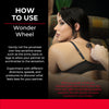 Woman using a product with text on how to use it