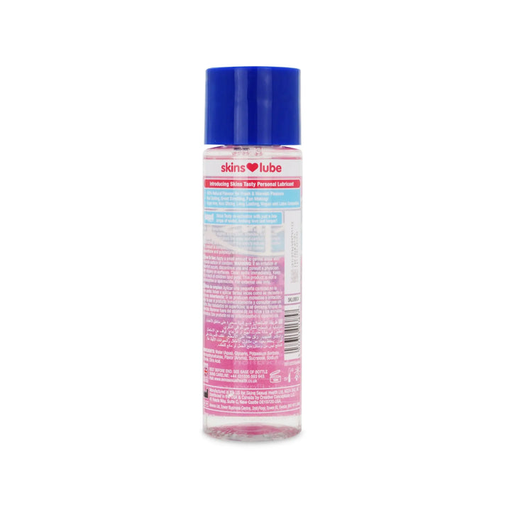 Bottle of 'skins lube' on a white background