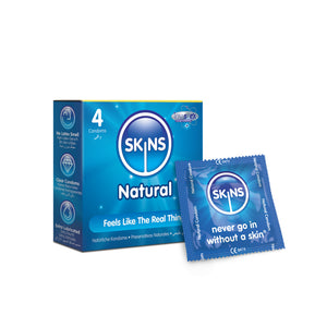 SKINS natural condoms packaging on a white background