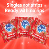 Red SKINS packaging with strawberry flavor on a red background