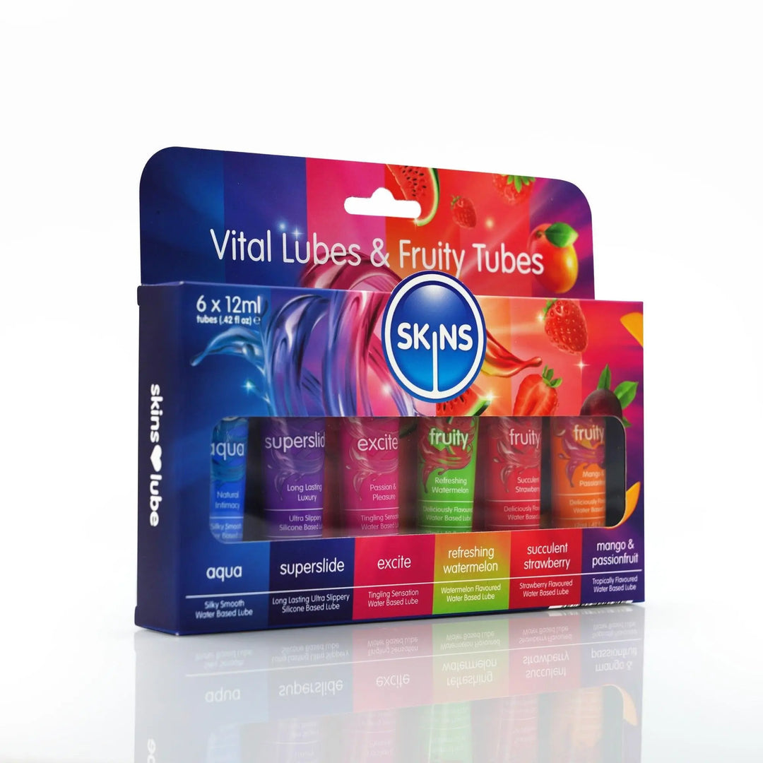 Skins 12ml Sampler Tubes - Vital & Fruity Lubes 6 Pack - Skins Sexual Health
