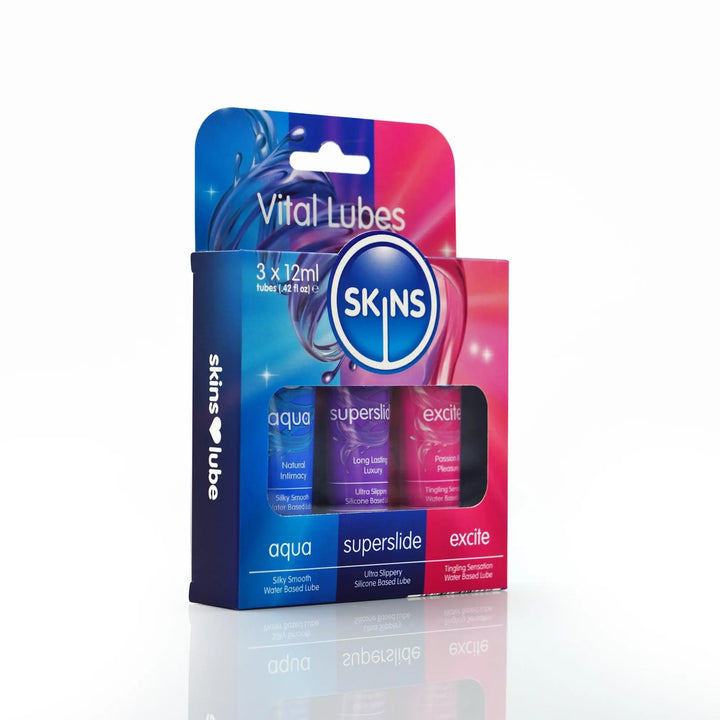 Skins 12ml Sampler Tubes - Vital Lubes 3 Pack - Skins Sexual Health