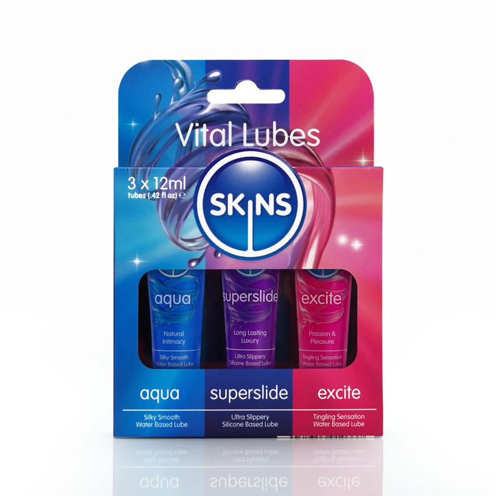 Skins 12ml Sampler Tubes - Vital Lubes 3 Pack - Skins Sexual Health